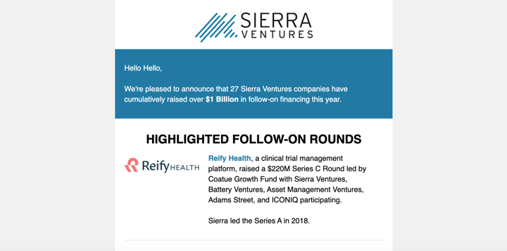 Sierra Ventures companies have raised over $1B this year